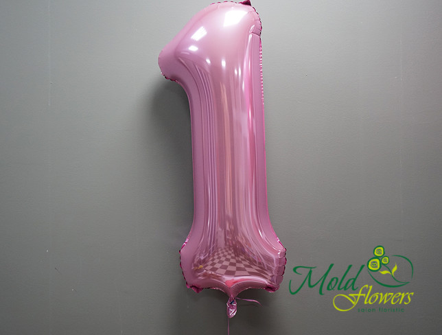 Balon cifra din folie "1" roz foto